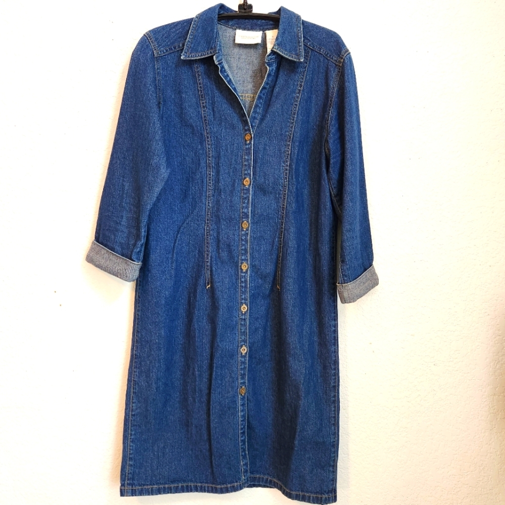 Liz Claiborne Button-Down Blue Denim Shirt Dress, Size 4‎